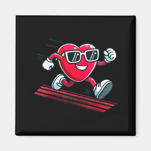 Valentine’s Day Love Heart Runner Track Running  マグネット (正面)