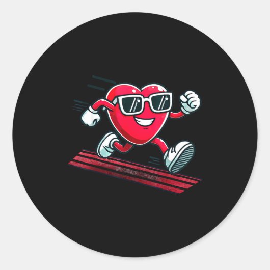 Valentine’s Day Love Heart Runner Track Running  ラウンドシール (正面)