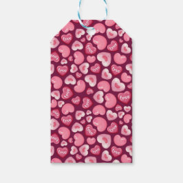 Valentine’s Day Love Hearts. Sweet and Glossy Hea ギフトタグ