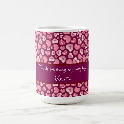 Valentine’s Day Love Hearts. Sweet and Glossy Hea コーヒーマグカップ (中央)