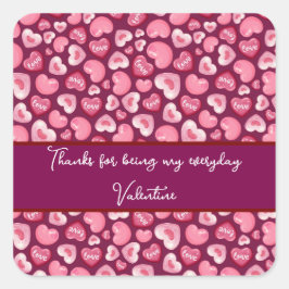 Valentine’s Day Love Hearts. Sweet and Glossy Hea スクエアシール