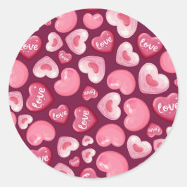 Valentine’s Day Love Hearts. Sweet and Glossy Hea ラウンドシール