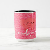 Valentine’s Day Love Mug – Pink Hearts Design マグカップ (中央)