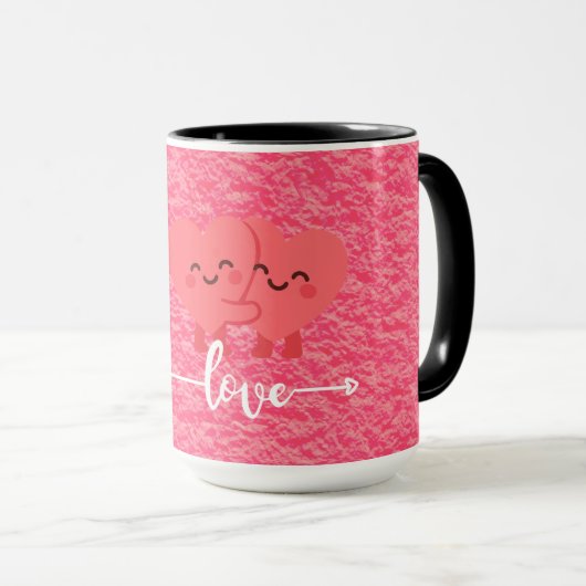 Valentine’s Day Love Mug – Pink Hearts Design マグカップ (正面右)