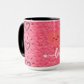 Valentine’s Day Love Mug – Pink Hearts Design マグカップ (正面左)