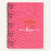 Valentine’s Day Love Notebook – Pink Hearts Design ノートブック (正面)