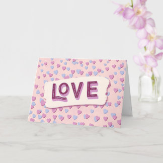 Valentine’s Day Love Pink and Blue Hearts カード