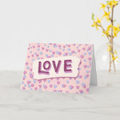 Valentine’s Day Love Pink and Blue Hearts カード (黄色い花)