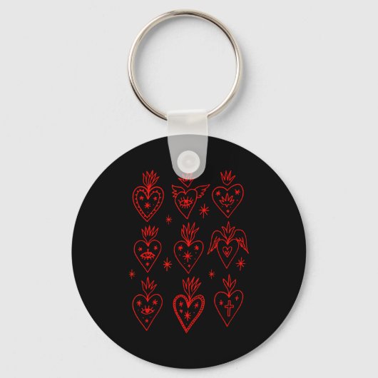 Valentine’s Day Mexican Milagro Gothic Goth Sacred キーホルダー (正面)