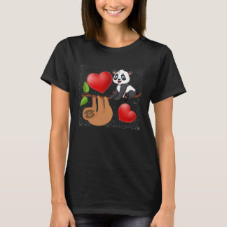 Valentine s Day  Panda And Sloth Men Women Kids Tシャツ