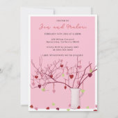 Valentine’s Day Party – Heart Branch on Pink 招待状 (裏面)