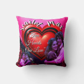 Valentine’s Day Photo Collage Red Pink Hearts クッション (正面)