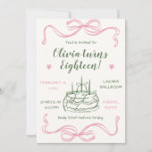 Valentine’s Day Pink Bow 18th Birthday Party 招待状 (正面)