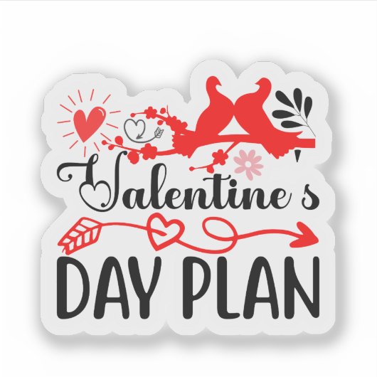 Valentine’s Day Plan Cute Romantic Love Schedule D シール (正面)