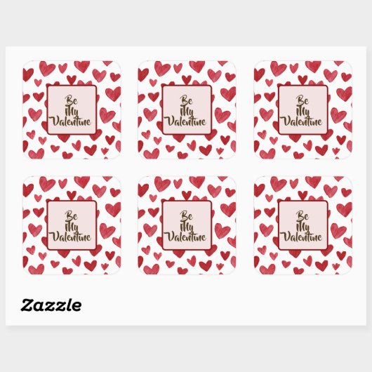 Valentine’s Day Red Sticker Be My Valentine  スクエアシール (シート)