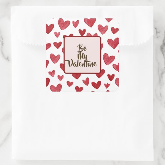 Valentine’s Day Red Sticker Be My Valentine  スクエアシール (バッグ)