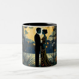  Valentine’s Day Romantic Couple Silhouette Love  ツートーンマグカップ