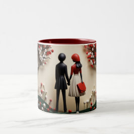  Valentine’s Day Romantic Couple Silhouette Love  ツートーンマグカップ