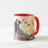  Valentine’s Day Romantic Couple Silhouette Love  マグカップ (正面右)