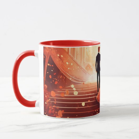 Valentine’s Day Romantic Couple Silhouette love マグカップ (左)