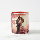  Valentine’s Day Romantic Couple Silhouette love  マグカップ (中央)