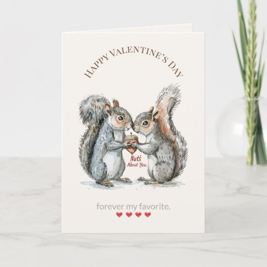 Valentine’s Day Squirel Card – Cute Romantic シーズンカード (正面)