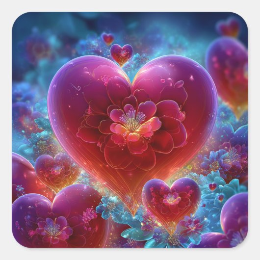 Valentine’s Day Stickers | Cute, Romantic  スクエアシール (正面)