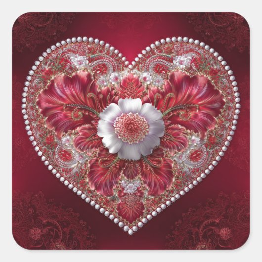 Valentine’s Day Stickers | Cute, Romantic スクエアシール (正面)