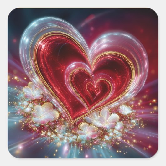 Valentine’s Day Stickers | Cute, Romantic  スクエアシール (正面)