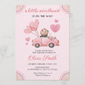 Valentine’s Day Sweetheart Pink Car Baby Shower 招待状 (正面)