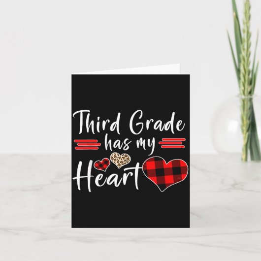 Valentine’s Day Third Grade Has My Heart Plaid Tea カード (正面)