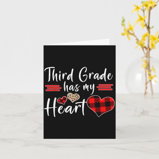 Valentine’s Day Third Grade Has My Heart Plaid Tea カード (黄色い花)