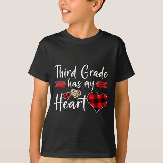 Valentine’s Day Third Grade Has My Heart Plaid Tea Tシャツ (正面)