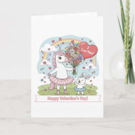Valentine’s Day Unicorn Bunny Greeting Card シーズンカード