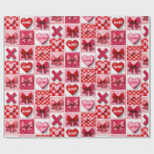 Valentine’s Day Wrapping Paper Pink & Red Elements ラッピングペーパー (フラット)