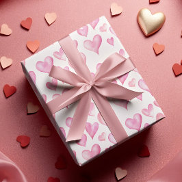 Valentine’s Day Wrapping Paper with Pink Hearts  ラッピングペーパー