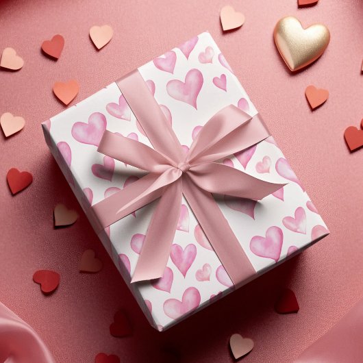 Valentine’s Day Wrapping Paper with Pink Hearts  ラッピングペーパー
