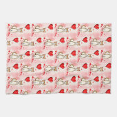 Valentine' s Kitchen Hand Towel Cat Red Heart キッチンタオル (横)