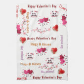 Valentine' s Kitchen Hand Towel Cat Red Heart キッチンタオル (縦)