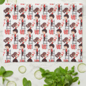 Valentine' s Kitchen Hand Towel Love Red Heart キッチンタオル (折り畳み)