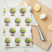 Valentine' s Kitchen Hand Towel Tree Red Hearts キッチンタオル (四つ折り)