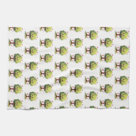 Valentine' s Kitchen Hand Towel Tree Red Hearts キッチンタオル (横)