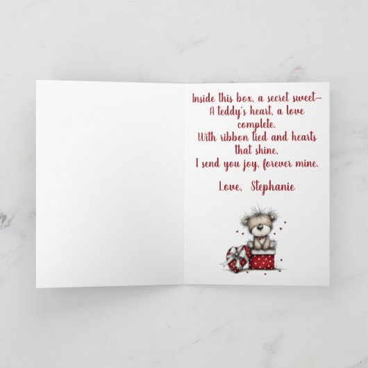 Valentine’s Teddy Bear Gift Box with Poem  シーズンカード (内部)