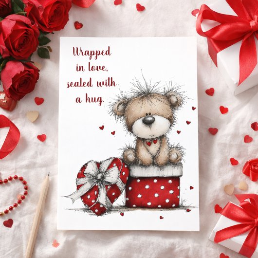 Valentine’s Teddy Bear Gift Box with Poem  シーズンカード