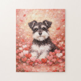 Valentine Schnauzer with Hearts ジグソーパズル