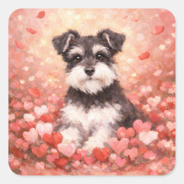Valentine Schnauzer with Hearts スクエアシール