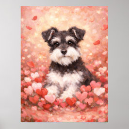 Valentine Schnauzer with Hearts ポスター