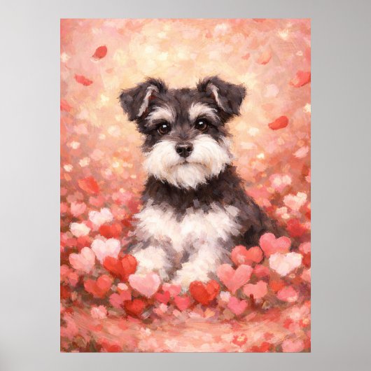 Valentine Schnauzer with Hearts ポスター (正面)