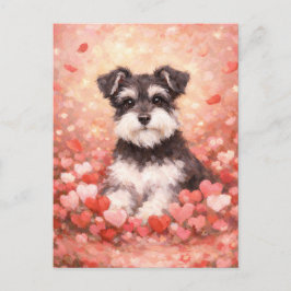 Valentine Schnauzer with Hearts ポストカード