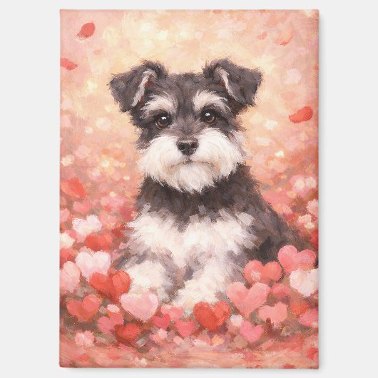 Valentine Schnauzer with Hearts マグネット (正面)